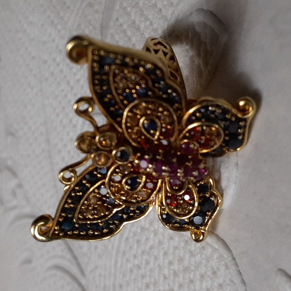 925 Genuine  Multi Sapphire and Ruby Butterfly. - Picture 13 of 15